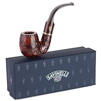 Alligator Savinelli Pipe - Briar Tobacco Pipe, Italian Artisan Pipe, Handmade Tobacco Pipe, Small Lightweight & Hand Crafted Wooden Tobacco Pipes, Bent Wood Design, 6mm, Brown, 614