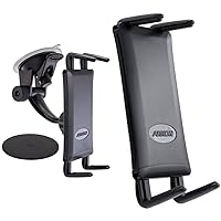 ARKON Windshield and Dash Suction Car Mount Holder & Phone and Midsize Tablet Holder for iPhone X 8 7 6S Plus iPad Mini Galaxy S8 S7 Note 8 Retail Black