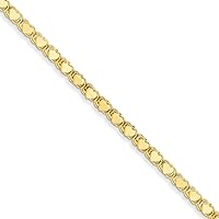 14k Solid Yellow or White Gold 2.9mm Shiny Heart Chain Necklace or Bracelet Bangle or Anklet for Pendants and Charms with Lobster-Claw Clasp