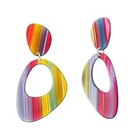 Soul-Cats Colourful Statement Earrings in Retro Style of the 70s, Plastic