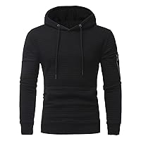 Men's Long Sleeve Hooded Pullover Casual Plaid Jacquard Pullover Sweatshirt Casual Hoodies Square Pattern