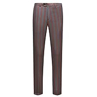 Men's Stripe Suit Pants Front Flat Casual Dress Office Trousers