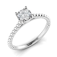 Women's 14K White Yellow Gold 0.15 Carat Real Diamond Engagement Ring (0.25 Carat, Hi Color, Si1I1 Clarity)