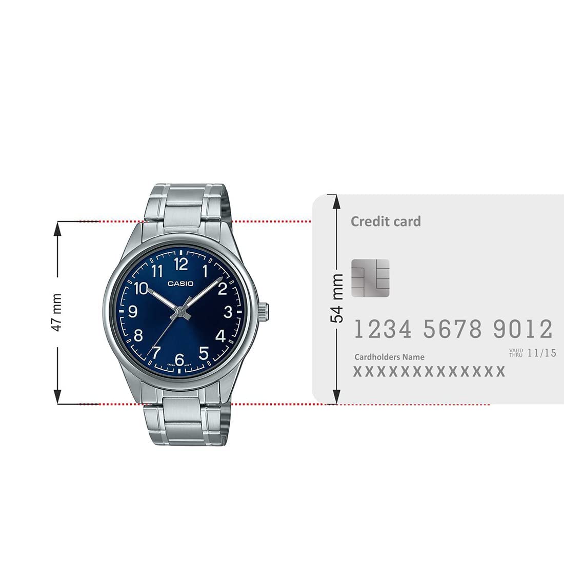 Casio Analog Blue Dial Men's Watch - MTP-V005D-2B4UDF, Silver, Bracelet