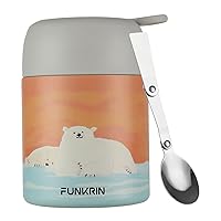 Funkrin 16oz Thermos for Hot Food, Stainless Steel Lunch Box for Kids Adults, Insulated Food Jar with Folding Spoon, Vacuum Leak Proof Soup Container for Hot & Cold Food