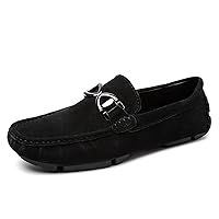 Mens Metal Buckle Suede Leather Penny Driving Moccasins