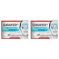 Sudafed PE Head Congestion + Pain Relief Caplets Ibuprofen Phenylephrine HCl, 20 Count (Pack of 2)