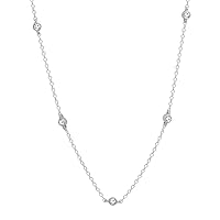 Dazzlingrock Collection 0.35 Carat (Ctw) Round White Diamond Ladies Necklace 1/3 CT, Sterling Silver