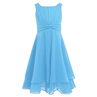 CHICTRY Kids Girls Chiffon Knotted Waist Flower Girl Dress Wedding Prom Party Gowns