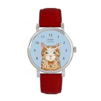 Ginger Tabby Cat Watch Ladies 38mm Case 3atm Water Resistant Custom Designed Quartz Movement Luxury Fashionable