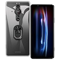 for Sony Xperia PRO-I XQ-BE42 Ultra Thin Phone Case + Ring Holder Kickstand Bracket, Gel Pudding Soft Silicone Phone for Sony Xperia PRO-I 5G XQBE62/B 6.50 inches (BlackRing-T)