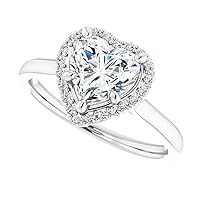 JEWELERYIUM Eternity Sterling Silver Ring, Engagement Ring for Women/Her, Anniversary Wedding Ring, Prong Set, Colorless 1 CT Heart Brilliant Moissanite Engagement Ring for Women/Her