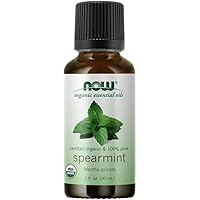 Essential Oils, Organic Spearmint Oil, Stimulating Aromatherapy Scent, Steam Distilled, 100% Pure, Vegan, Child Resistant Cap, 1-Ounce