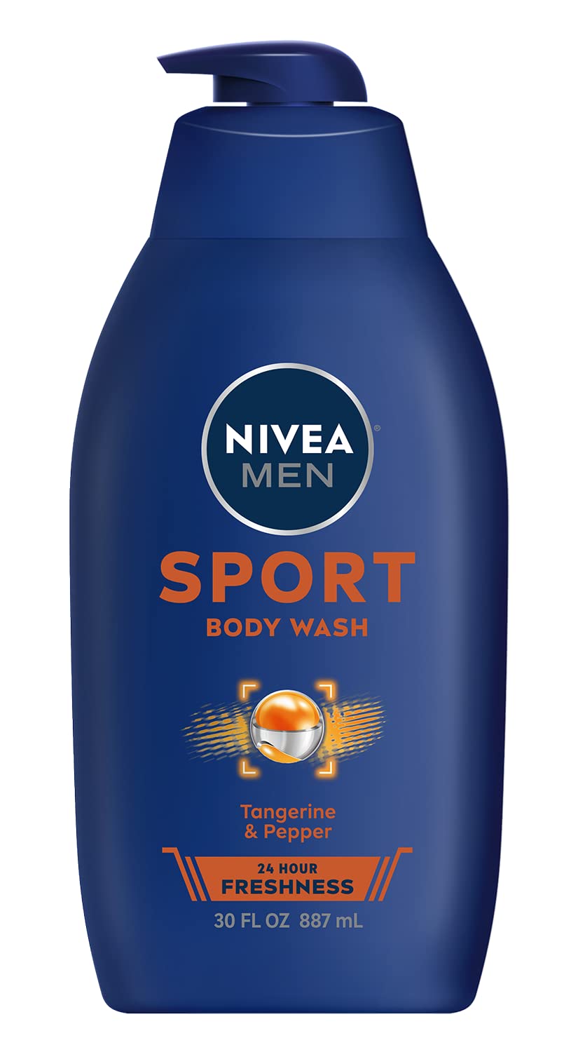 Nivea Men Sport Body Wash for Men with Revitalizing Minerals, Men Body Wash, 30 Fl Oz Pump Bottle