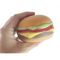 1 Hamburger Stretchy Squishy Squeeze Stress Ball Soft Doh Filling - Like Shaving Cream - Sensory, Fidget Toy Burger (1 Burger Ball)