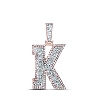 The Diamond Deal 10kt Two-tone Gold Mens Baguette Diamond K Initial Letter Charm Pendant 2 Cttw