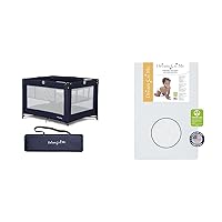 Zazzy Portable Playard with Bassinet, Holly 3” Mini Crib Mattress Bundle