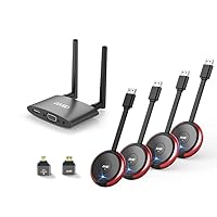 TIMBOOTECH Wireless HDMI Transmitter x 4 and Receiver 4K, 5.8G HDMI Wireless Transmitter Receiver Transmission Stable Video, Plug & Play, Support HDMI & VGA Dual Screens,165FT/50M, Red