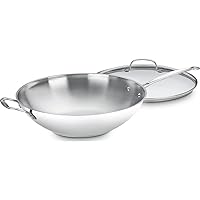 Cuisinart 14-Inch Stir-Fry Pan, Helper Handle and Glass Cover, Chef's Classic Stainless Steel, 726-38H