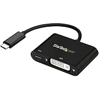 StarTech.com USB C to DVI Adapter with Power Delivery - 1080p USB Type-C to DVI-D Single Link Video Display Converter w/ Charging - 60W PD Pass-Through - Thunderbolt 3 Compatible - Black (CDP2DVIUCP)