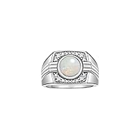 Rylos Mens Rings 14K White Gold Designer Classic Round Gemstone and Diamond Ring Color Stone Birthstone men's gold rings, available sizes 8-13