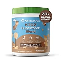 Amazing Grass Kidz Superfood: Organic Greens, Fruits, Veggies, Beet Root Powder & Probiotics for Healthy Kids, Outrageous Chocolate, 30 Servings, 6.35 Ounce (Pack of 1)