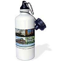 Myrtle Beach Buildings, Beach and Rides Collage Sports Water Bottle, 21 oz, White