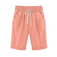 Lightweight summer trousers, women's shorts, linen trousers, summer with drawstring, casual trousers, short size with pockets, sports, wide leg, stretch, elastic shorts, elegant, high waist, stretch, elastic