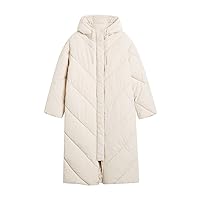 Women Long Puffer Coat Winter Hooded Zip Jacket Quilted Long Sleeve Knee Length Outerwear with Pockets Padded Coats