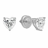 2.80Ct Heart Cut Diamond Solitaire Screw Back Earrings 14K White Gold Plated