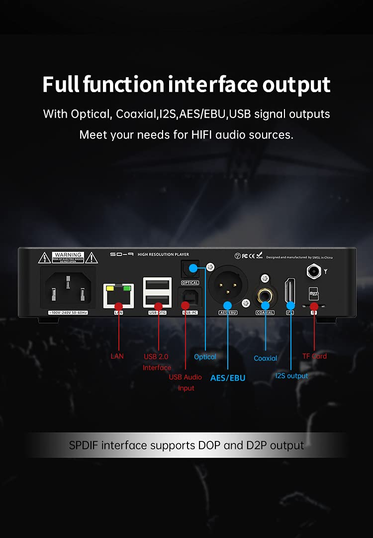 S.M.S.L SD-9 MQA Full Decoding Bluetooth 4.0 HiFi Network Music Player SD9 Support DSD, WAV APE,FLAC AIFF, MP3 Desktop Player
