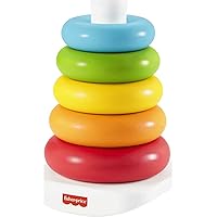 Fisher-Price Baby Stacking Toy Rock-A-Stack Rings with Roly-Poly Base for Ages 6+ Months, Made with Plant-Based Materials