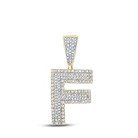 The Diamond Deal 14kt Two-tone Gold Mens Round Diamond F Initial Letter Charm Pendant 3/4 Cttw