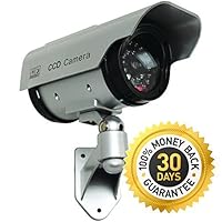 Solar Powered Dummy/Fake Camera - Best Burglar Deterrent - Free E-Book How to Improve Your Home Security - Security Sign Included - for Indoor/Outdoor
