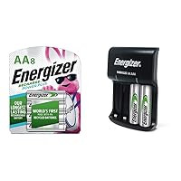 Energizer Rechargeable AA Batteries (8 Count) and Basic Charger for Rechargeable Batteries