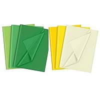 PLULON 60 Sheets Green Tissue Paper and 60 Sheets Yellow Tissue Paper Bundle