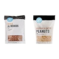 Amazon Brand Happy Belly Whole Raw Almonds (48 Ounce) and Roasted and Salted Peanuts (44 Ounce)