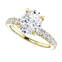 2.5 Ct Moissanite 925 Sterling Silver 14k Yellow Gold Oval Cut Moissanite Wedding Engagement Ring For Women's & Girls