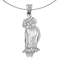 Silver Owl Necklace | Rhodium-plated 925 Silver Owl Pendant with 18