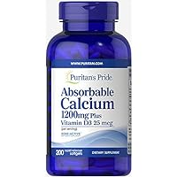 Puritan's Pride Absorbable Calcium with Vitamin D 3 1000iu Softgels, 1200 mg, 200 Count