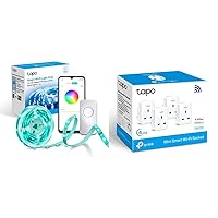 Tapo TP-Link Smart LED Light Strip, 5m, L900-5 Smart Plug Wi-Fi Outlet, Works with Amazon Alexa (Echo and Echo Dot), Google Home, Wireless Smart Socket, P100 (4-Pack)