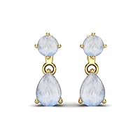 7X5MM Pear Shape Rainbow Moonstone Gemstone 925 Sterling Silver Dangle Drop Designer Earring Engagement Stud Earrings