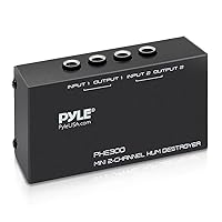 PYLE-PRO Compact Mini Hum Eliminator Box-2 Channel Passive Ground Loop Isolator, Noise Filter, AC Buzz Destroyer, Hum Killer w/ 2 1/4-Inch TRS Input and Output for 2 Mono /1 Stereo Signal