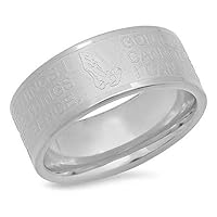 Stainless Steel Mens Lords Prayer Cross Religious Comfort fit Band Ring Jewelry for Men - Ring Size Options: 10 11 12 9