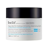 belif Aqua Bomb Cleansing Balm | Hydrating Makeup Remover & No Mess Clean Up | Smoothens & Moisturizes Skin after Cleansing | /w Lotus Flower, Marshmallow Root & Lady's Mantle | 3.3 floz