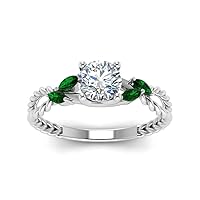 Choose Your Gemstone Braided Diamond CZ Engagement Ring Sterling Silver Round Shape Split Shank Engagement Ring Matching Jewelry Wedding Jewelry Easy to Wear Gifts US Size 4 to 12