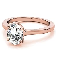 14k Rose Gold 7X5mm Oval Moissanite Solitaire Engagement Ring (8 ct)