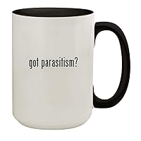 got parasitism? - 15oz Ceramic Colored Inside & Handle Coffee Mug Cup, Black