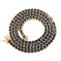 ANGEL SALES 10.00 Ct Round Black Diamond 18 Inches Necklace For Men's & Women's 14K Yellow Gold Finish