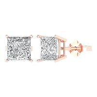 2.82 ct Brilliant Princess Cut Genuine Lab grown Diamond Halo Drop Dangle SI1-2 I-J 14k White Gold Earrings Lever Back